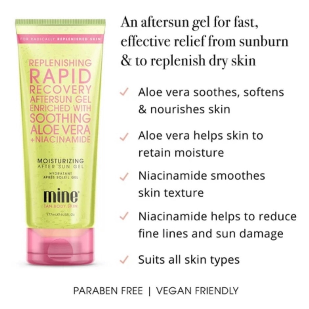 MINE After Sun Recovery Moisturizing Aloe Gel NIB